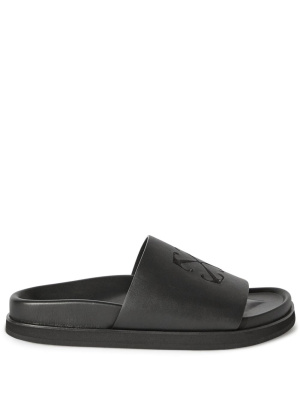 

Cloud Arrow-embroidered leather sliders, Off-White Cloud Arrow-embroidered leather sliders