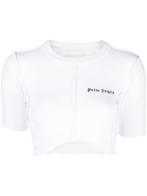 

Logo-embroidered cropped T-shirt, Palm Angels Logo-embroidered cropped T-shirt