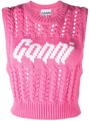 

Rope logo-intarsia vest, GANNI Rope logo-intarsia vest