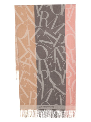 

Logo-print frayed scarf, Emporio Armani Logo-print frayed scarf