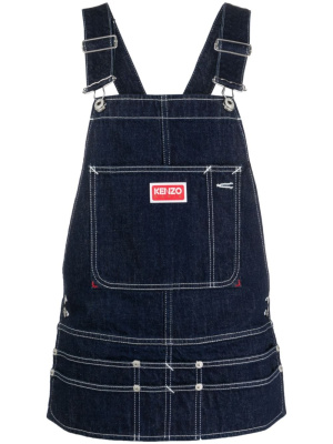 

Logo-patch denim dungaree top, Kenzo Logo-patch denim dungaree top