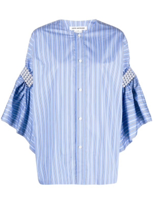 

Ruffled-sleeve pearl-embellished shirt, Junya Watanabe Ruffled-sleeve pearl-embellished shirt