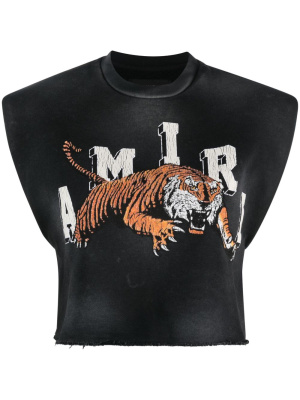 

Tiger-print cropped T-shirt, AMIRI Tiger-print cropped T-shirt