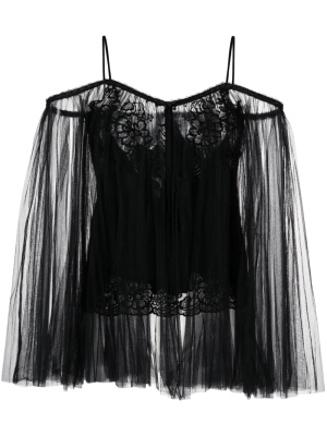 

Lace-embroidered charmeuse tunic top, Alexander Wang Lace-embroidered charmeuse tunic top