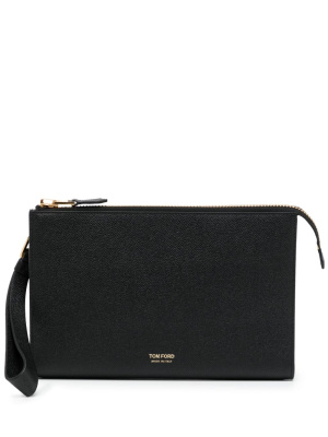 

Logo-lettering leather pouch bag, TOM FORD Logo-lettering leather pouch bag