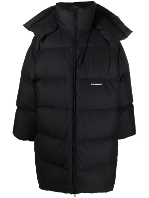 

Logo-print puffer coat, Off-White Logo-print puffer coat