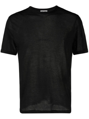 

Logo-embroidered cotton T-shirt, Saint Laurent Logo-embroidered cotton T-shirt