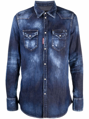 

Distressed denim shirt, Dsquared2 Distressed denim shirt
