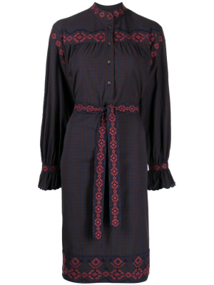 

Abery motif-embroidered gingham dress, YMC Abery motif-embroidered gingham dress