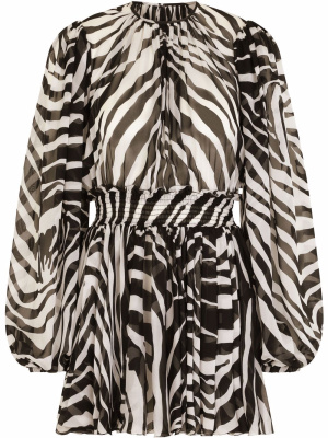 

Zebra-print puff-sleeve mini dress, Dolce & Gabbana Zebra-print puff-sleeve mini dress