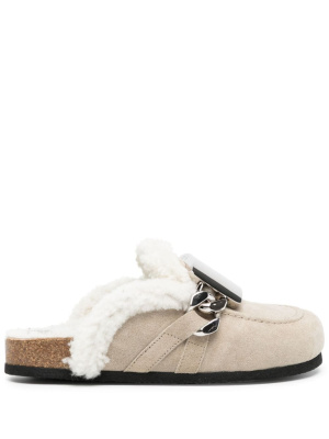 

Gourmet shearling-trim loafer mules, JW Anderson Gourmet shearling-trim loafer mules