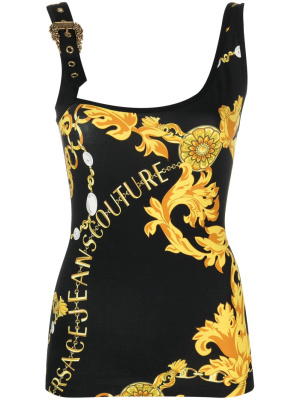 

Logo-print buckle-detail top, Versace Jeans Couture Logo-print buckle-detail top