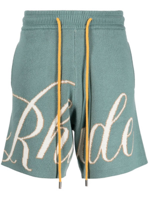 

Intarsia-logo knitted shorts, Rhude Intarsia-logo knitted shorts
