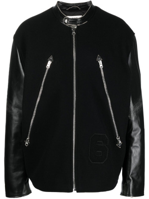 

Leather-panelled bomber jacket, MM6 Maison Margiela Leather-panelled bomber jacket