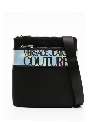 

Iridescent logo-jacquard messenger bag, Versace Jeans Couture Iridescent logo-jacquard messenger bag