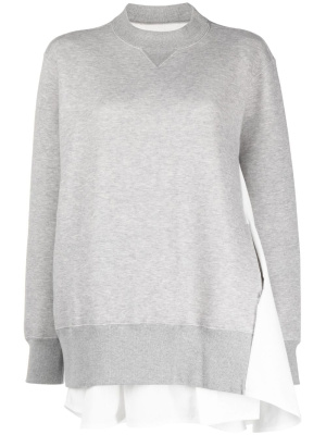 

Crew-neck layered cotton blend sweatshirt, Sacai Crew-neck layered cotton blend sweatshirt