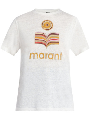 

Logo-print linen Ts-shirt, ISABEL MARANT Logo-print linen Ts-shirt