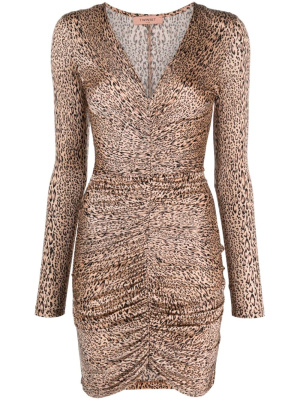 

Leopard-print ruched minidress, TWINSET Leopard-print ruched minidress