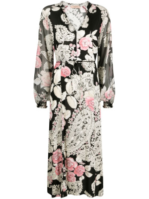 

Floral-print V-neck midi dress, TWINSET Floral-print V-neck midi dress