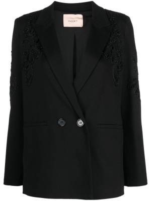 

Floral-embroidered double-breasted blazer, TWINSET Floral-embroidered double-breasted blazer