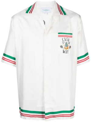 

Tennis Club Icon striped silk shirt, Casablanca Tennis Club Icon striped silk shirt