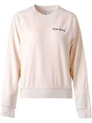 

Logo-embroidered cotton sweatshirt, Sporty & Rich Logo-embroidered cotton sweatshirt
