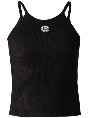 

Logo-patch ribbed-knit tank top, Sporty & Rich Logo-patch ribbed-knit tank top