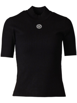 

Logo-patch ribbed-knit T-shirt, Sporty & Rich Logo-patch ribbed-knit T-shirt