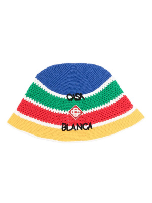 

Striped crochet-knit bucket hat, Casablanca Striped crochet-knit bucket hat