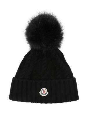 

Logo-patch pompom-detail beanie, Moncler Logo-patch pompom-detail beanie