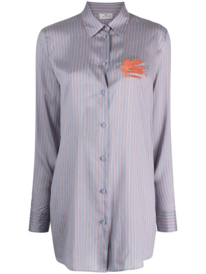 

Pegaso-embroidered striped silk shirt, ETRO Pegaso-embroidered striped silk shirt