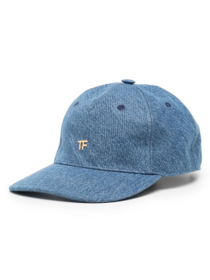 

Logo-plaque denim baseball cap, TOM FORD Logo-plaque denim baseball cap