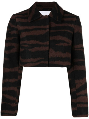 

Tiger-jacquard cropped jacket, GANNI Tiger-jacquard cropped jacket