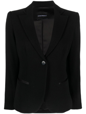 

Satin-trim single-breasted blazer, Emporio Armani Satin-trim single-breasted blazer