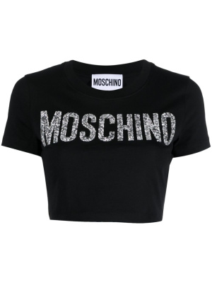 

Logo-embellished cropped T-shirt, Moschino Logo-embellished cropped T-shirt