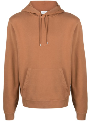 

Logo-embroidered cotton hoodie, Saint Laurent Logo-embroidered cotton hoodie
