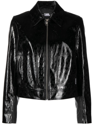 

Monogram-print straight-point collar jacket, Karl Lagerfeld Monogram-print straight-point collar jacket