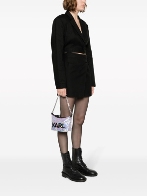 

Sequin-embellished cable-link chain shoulder bag, Karl Lagerfeld Sequin-embellished cable-link chain shoulder bag