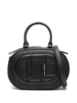 

Logo-embossed leather tote bag, Karl Lagerfeld Logo-embossed leather tote bag