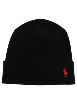 

Embroidered-pony knit beanie, Polo Ralph Lauren Embroidered-pony knit beanie