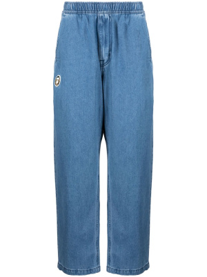 

Logo-patch cotton wide-leg jeans, AAPE BY *A BATHING APE® Logo-patch cotton wide-leg jeans