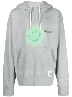 

Smiley face-print cotton hoodie, Maison Mihara Yasuhiro Smiley face-print cotton hoodie