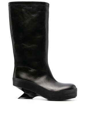 

Sculpted heel leather boots, Raf Simons Sculpted heel leather boots