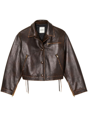 

Distressed-effect leather jacket, SANDRO Distressed-effect leather jacket