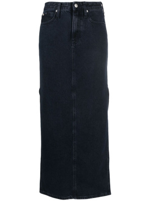 

Side-slits full-lenth denim skirt, Calvin Klein Jeans Side-slits full-lenth denim skirt
