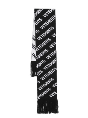 

Logo-intarsia merino scarf, VETEMENTS Logo-intarsia merino scarf