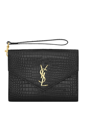 

Logo-plaque clutch bag, Saint Laurent Logo-plaque clutch bag