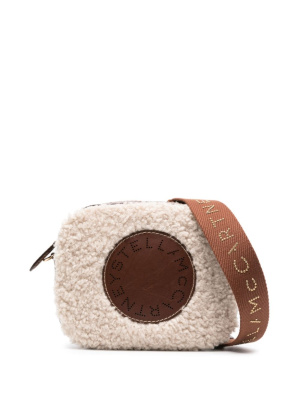 

Logo-patch faux-shearling crossbody bag, Stella McCartney Logo-patch faux-shearling crossbody bag