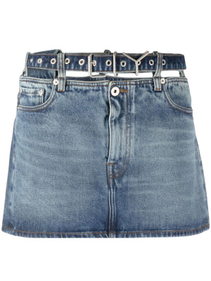 

Y belt denim miniskirt, Y/Project Y belt denim miniskirt