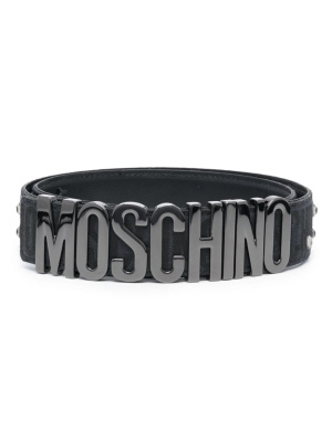 

Logo-buckle leather belt, Moschino Logo-buckle leather belt